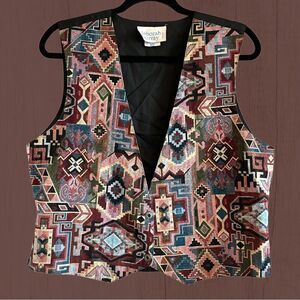 Vintage multi print coastal cowgirl tapestry vest